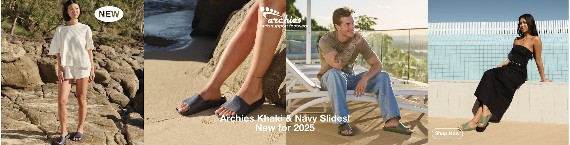 Archies Khaki and Navy Slides
