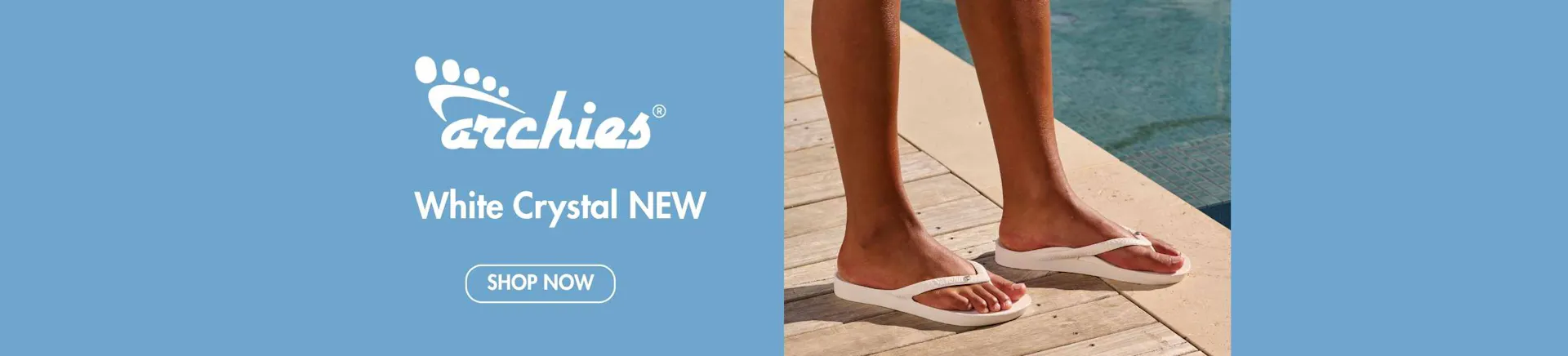 Archies Flip Flops in White Crystal NEW