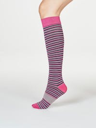 Thought Women's Dinah Stripe Recycled Nylon Flight Compression Socks UK 4-7