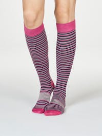 Thought Women's Dinah Stripe Recycled Nylon Flight Compression Socks UK 4-7