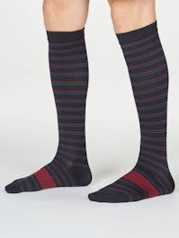 Thought Men's Perry Stripe Recycled Nylon Flight Compression Socks UK 7-11