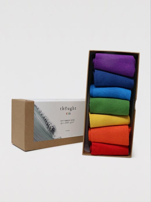 Thought Kids Rainbow Bamboo Organic Cotton Sock Gift Box