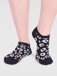 Thought Reese Leopard Bamboo Trainer Socks UK 4-7