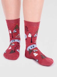 Thought Women's Goria Gots Christmas Scene Socks UK 4-7