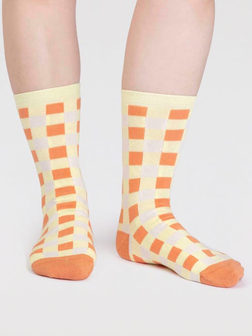 Thought Women's Laie GOTS Organic Cotton Check Socks UK 4-7