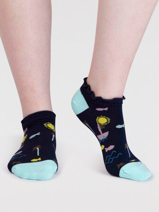 Thought Women's Maron Bamboo Sailing Trainer Socks UK 4-7