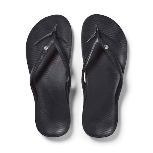 Archie's Footwear Black Crystal Arch Support Flip Flops