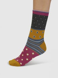 Thought Women's Rondel Spot & Stripe Bamboo Ankle Socks UK 4-7