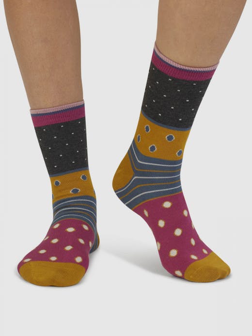 Thought Women's Rondel Spot & Stripe Bamboo Ankle Socks UK 4-7