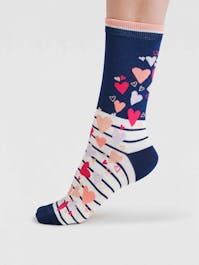 Thought Eva Heart Stripe Socks 4-7