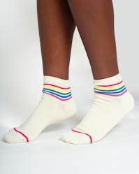 Thought Rainbow Stripe Tipped Short Bamboo Ankle Socks UK 4-7