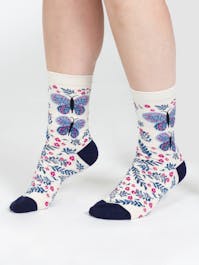 Thought Floral Insect Bamboo Socks Ecru Butterfly UK 4-7