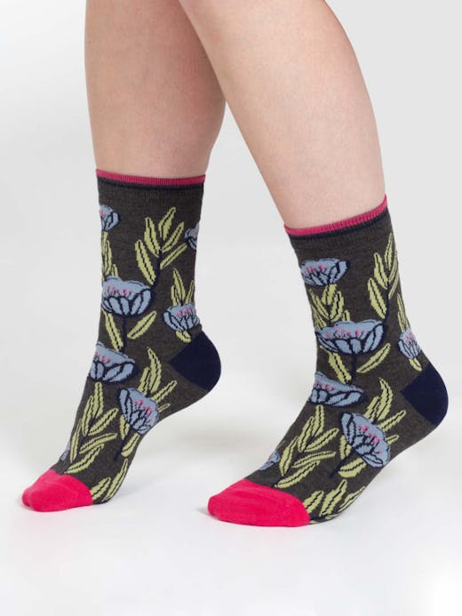 Thought Painterly Bamboo Floral Socks UK 4-7