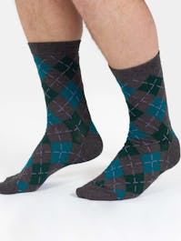 Thought Argyle Bamboo Print Crew Socks UK 7-11