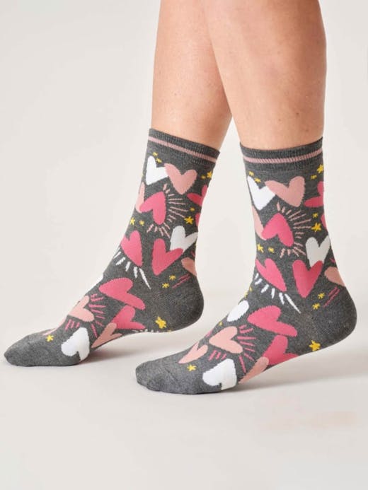 Thought Hearts and Stars Bamboo Crew Socks UK 4-7