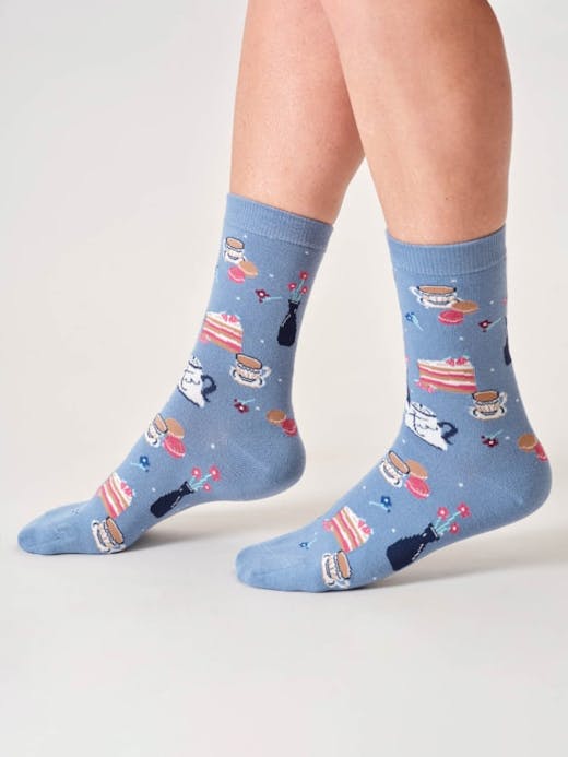 Thought Tea and Cake Bamboo Crew Socks UK 4-7