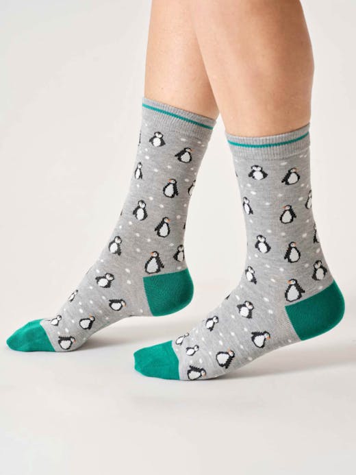 Thought Snowy Penguins Bamboo Socks UK 4-7