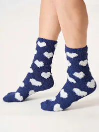 Thought Ditsy Heart Fluffy Socks UK 4-7