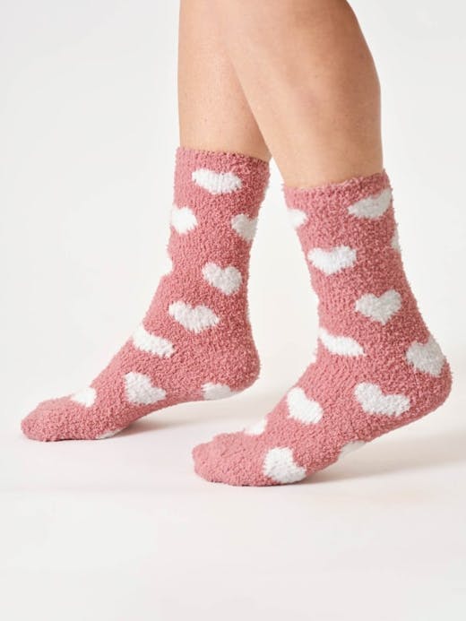 Thought Ditsy Heart Fluffy Socks UK 4-7