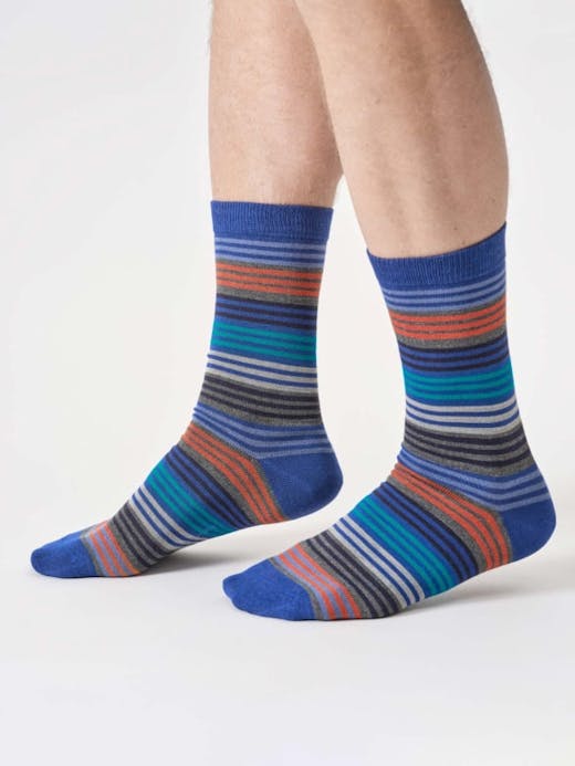 Thought Multi Stripe Bamboo Crew Socks UK 7-11