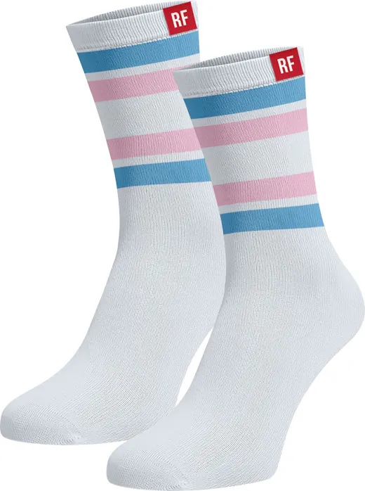 Red Fraktion White Socks with Stripes